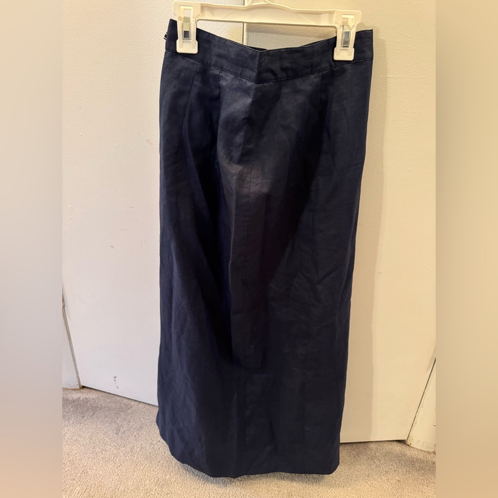 Navy Blue Vintage Linen Skirt